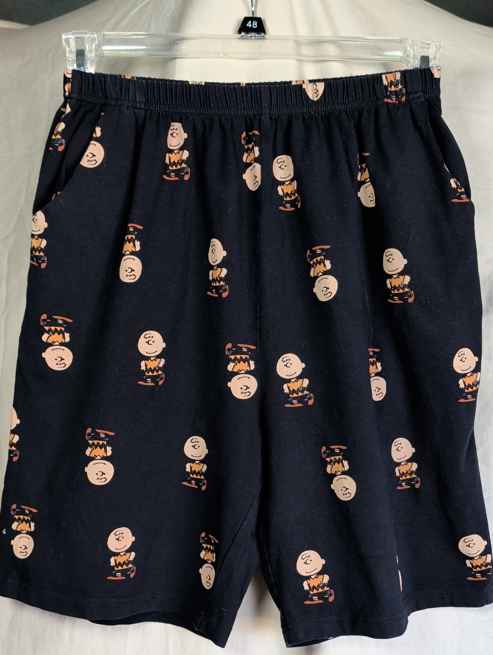 Navy Blue Character Print Cotton Pajama Shorts Unisex